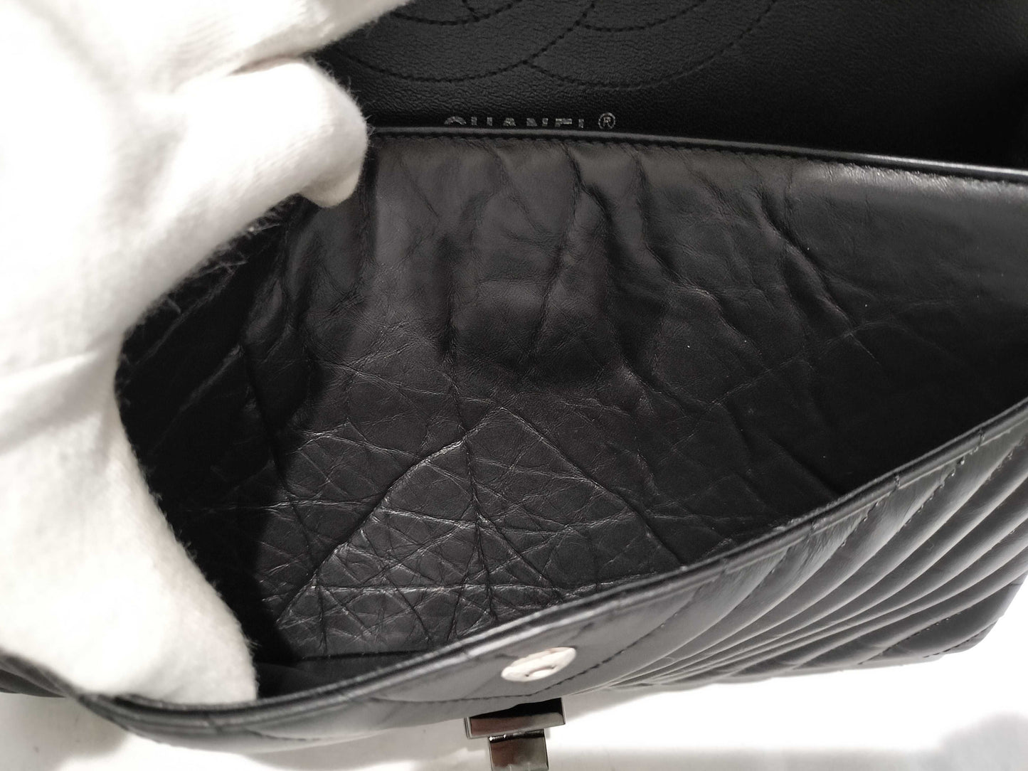 CHANEL So Black Chevron 2.55 Double Flap Shoulder Bag
