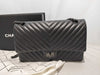 CHANEL So Black Chevron 2.55 Double Flap Shoulder Bag