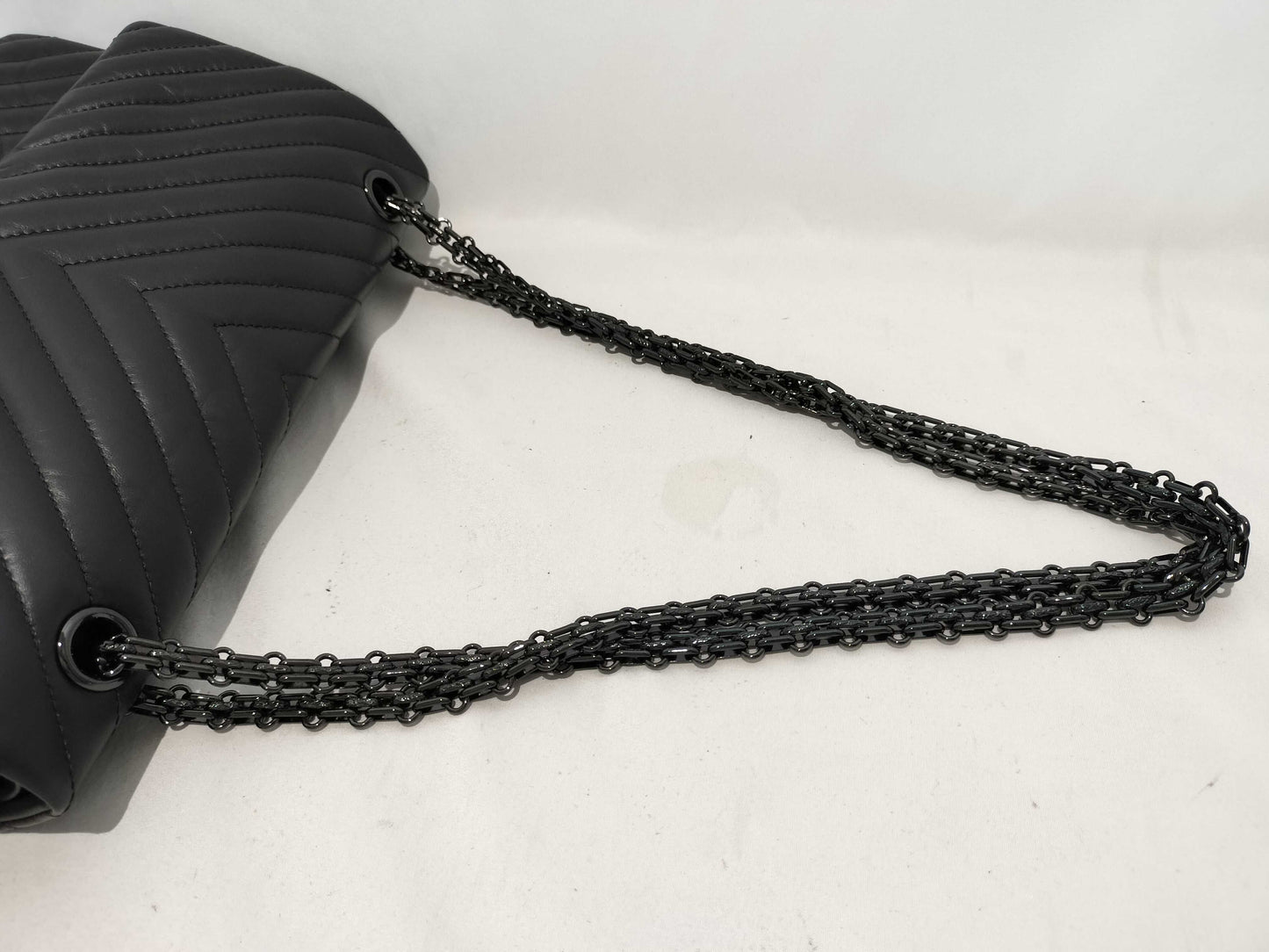 CHANEL So Black Chevron 2.55 Double Flap Shoulder Bag