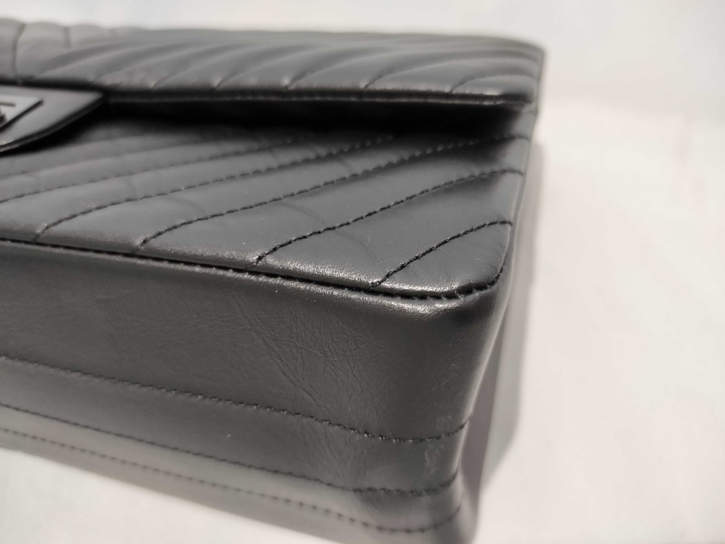 CHANEL So Black Chevron 2.55 Double Flap Shoulder Bag