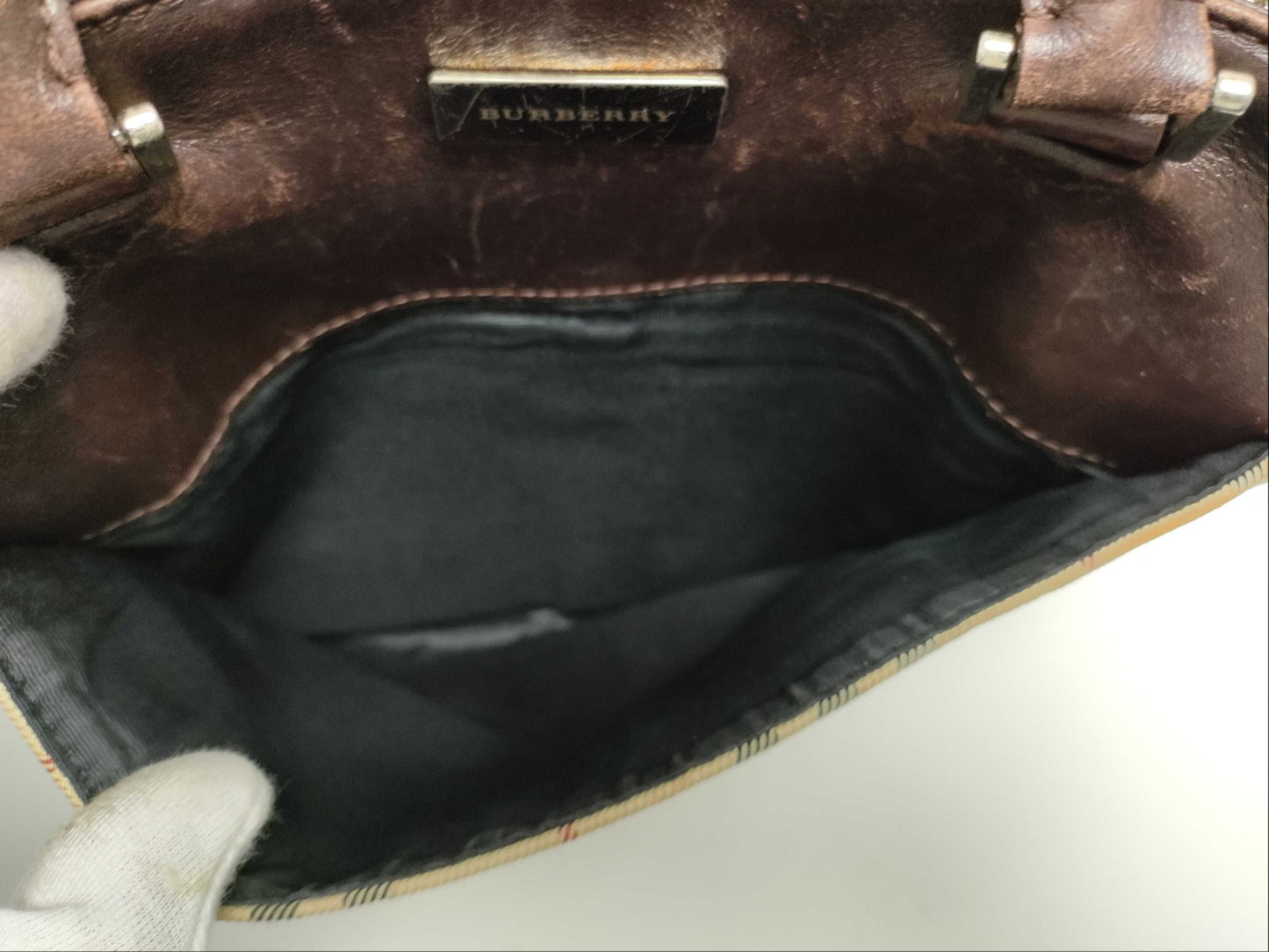 BURBERRY Check Pattern Handbag