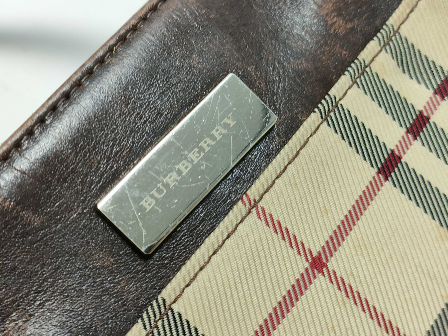 BURBERRY Check Pattern Handbag