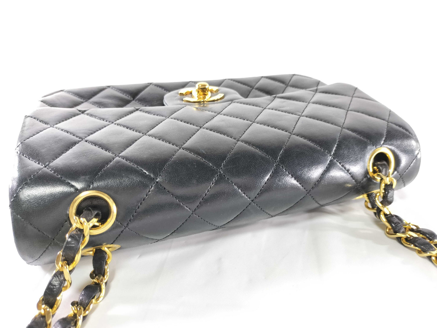 CHANEL Lambskin Double Flap Chain Shoulder Bag
