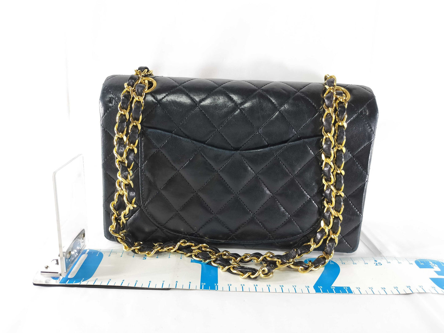 CHANEL Lambskin Double Flap Chain Shoulder Bag