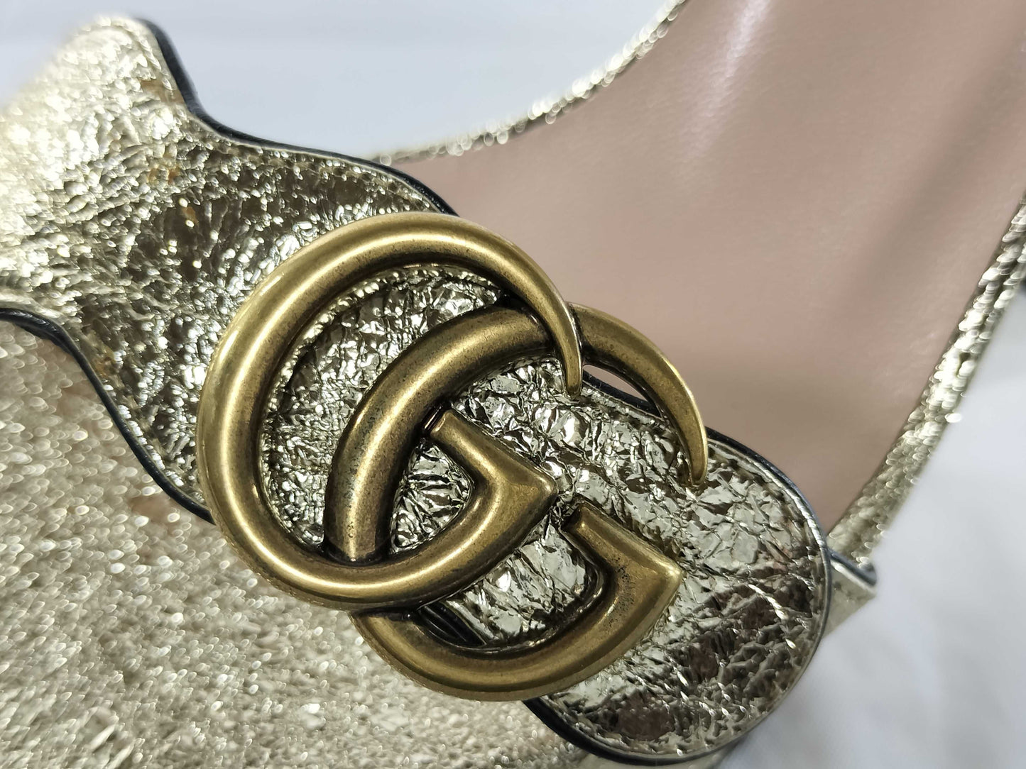 GUCCI GG Marmont Leather Heeled Sandals