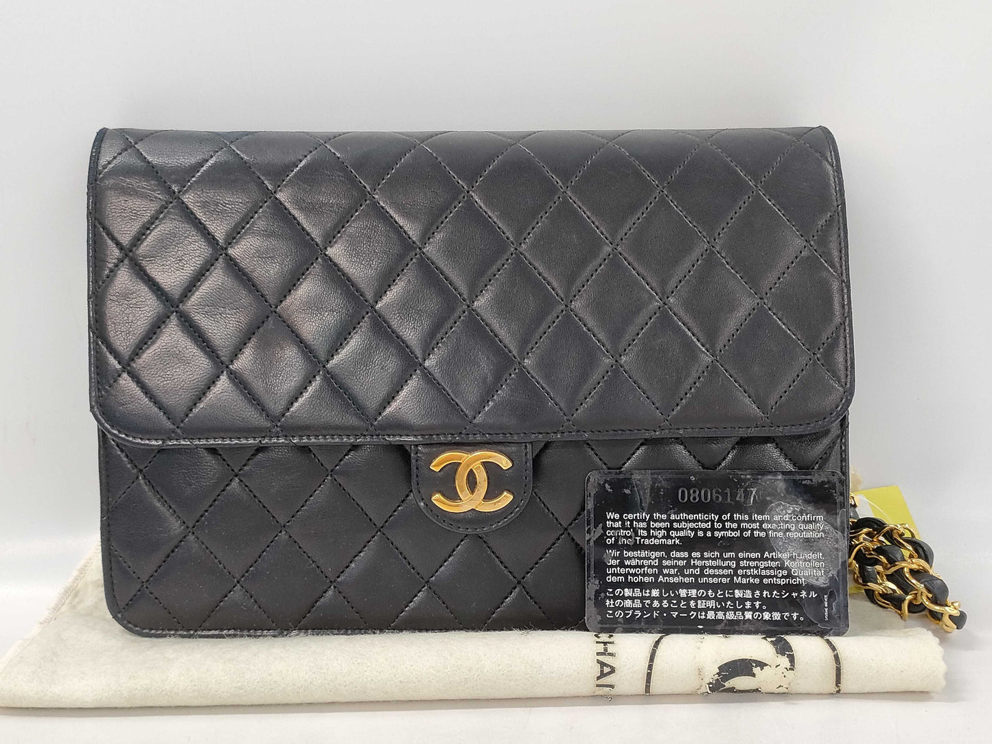 CHANEL Lambskin Single Flap Shoulder Bag with Repaired G