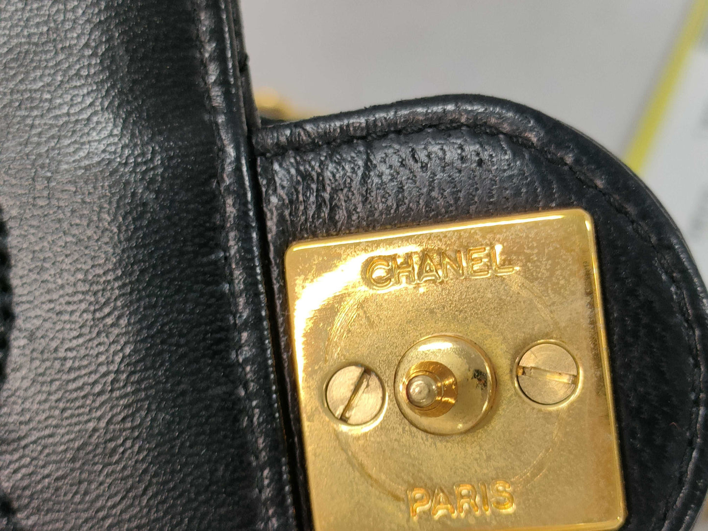 CHANEL Lambskin Single Flap Shoulder Bag with Repaired G