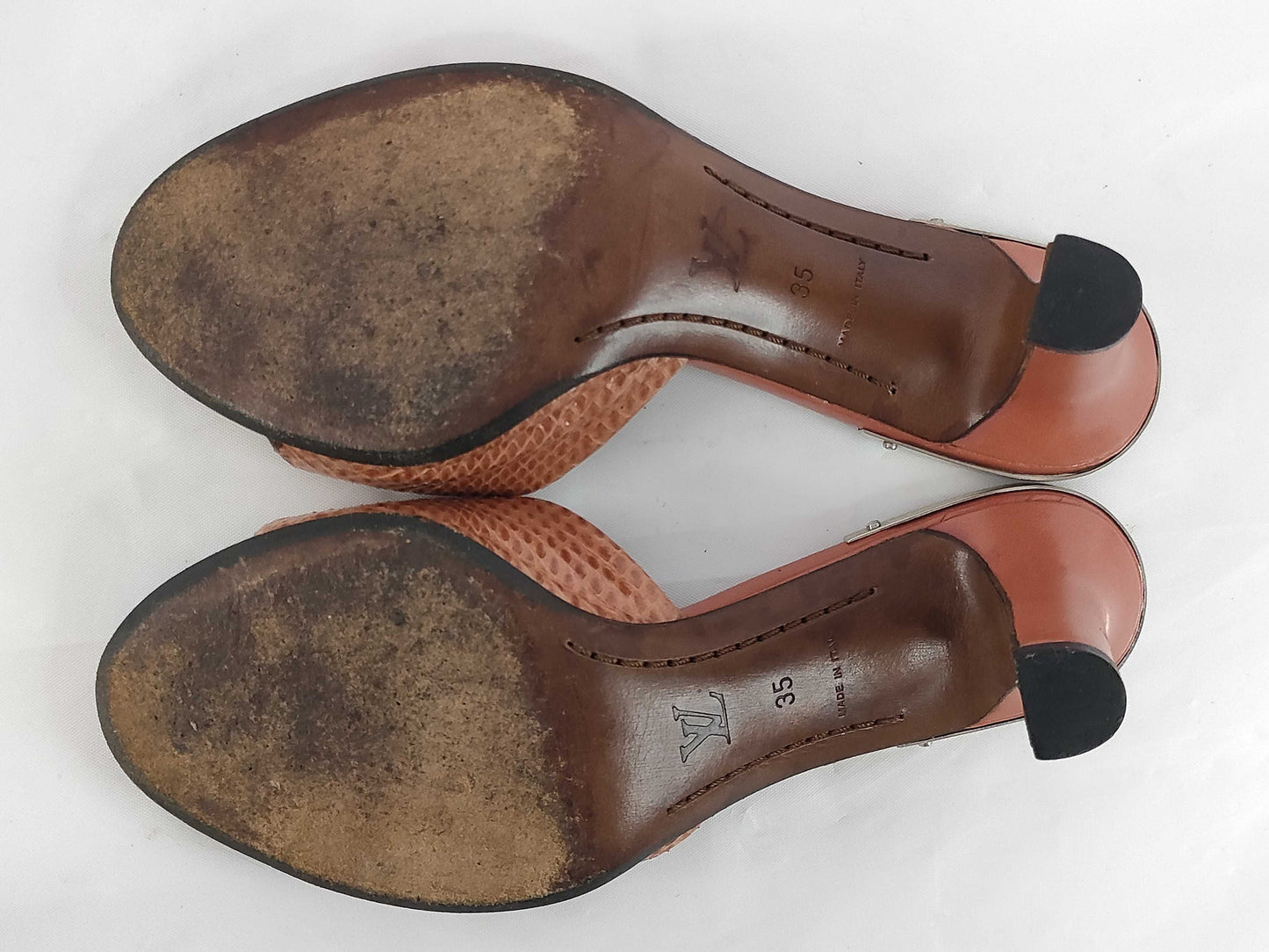 LOUIS VUITTON Lizard Mule Sandals Size 35