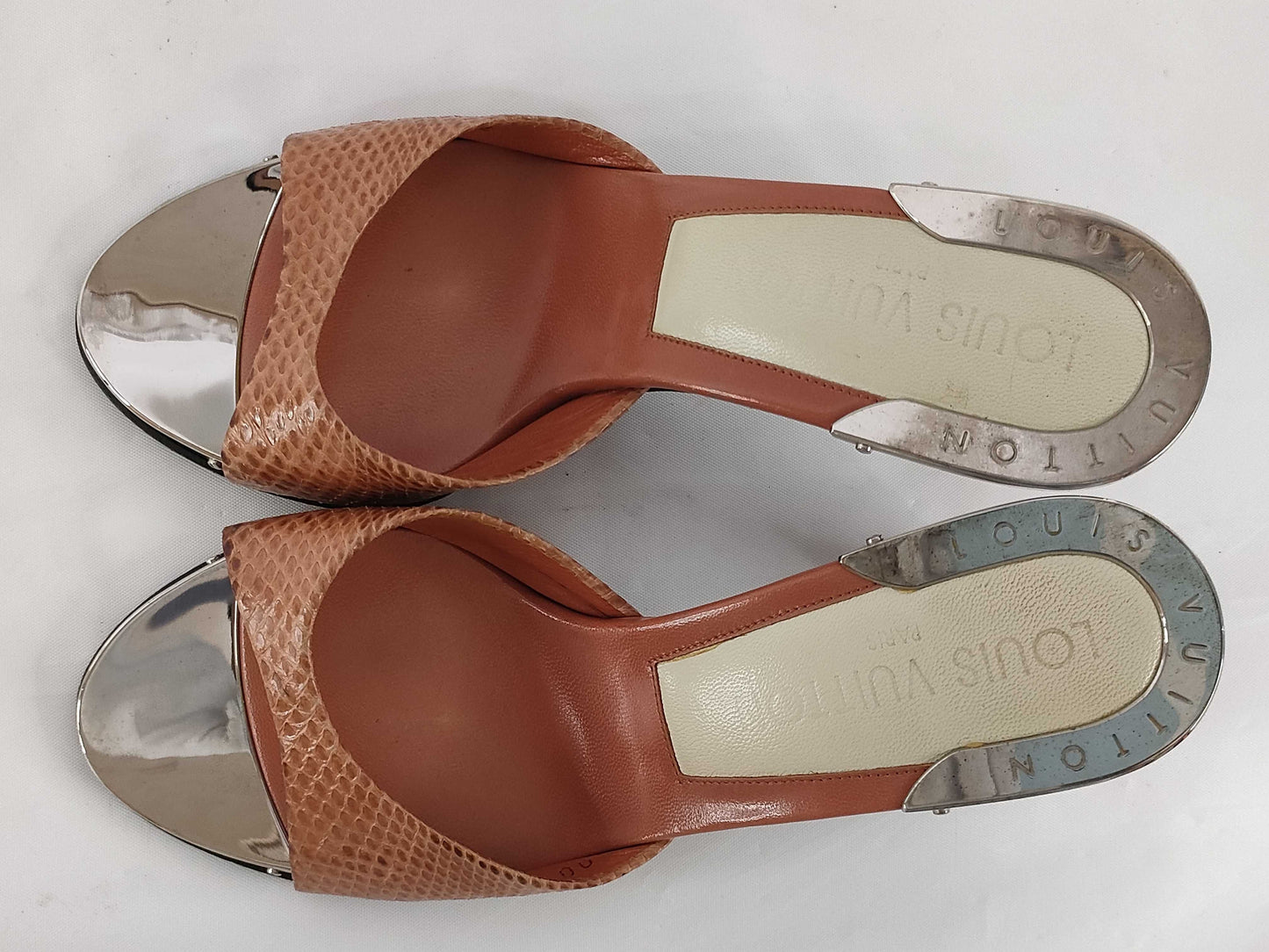 LOUIS VUITTON Lizard Mule Sandals Size 35