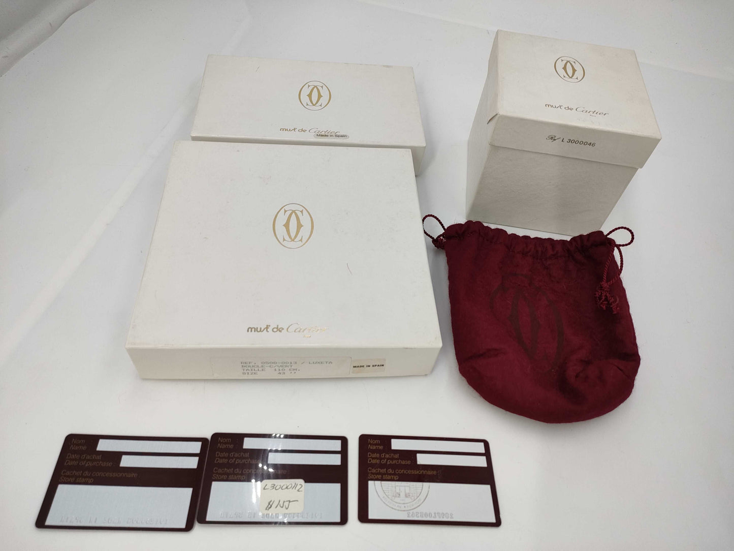Cartier Jewelry Case Pouch Must Line Bordeaux 3-Piece Set