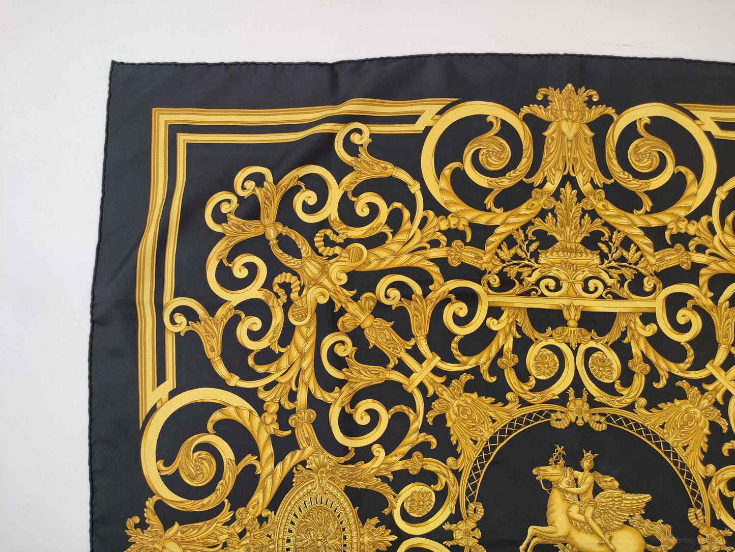 HERMES Carre Black LES TUILERIES Scarf with Tag Removed