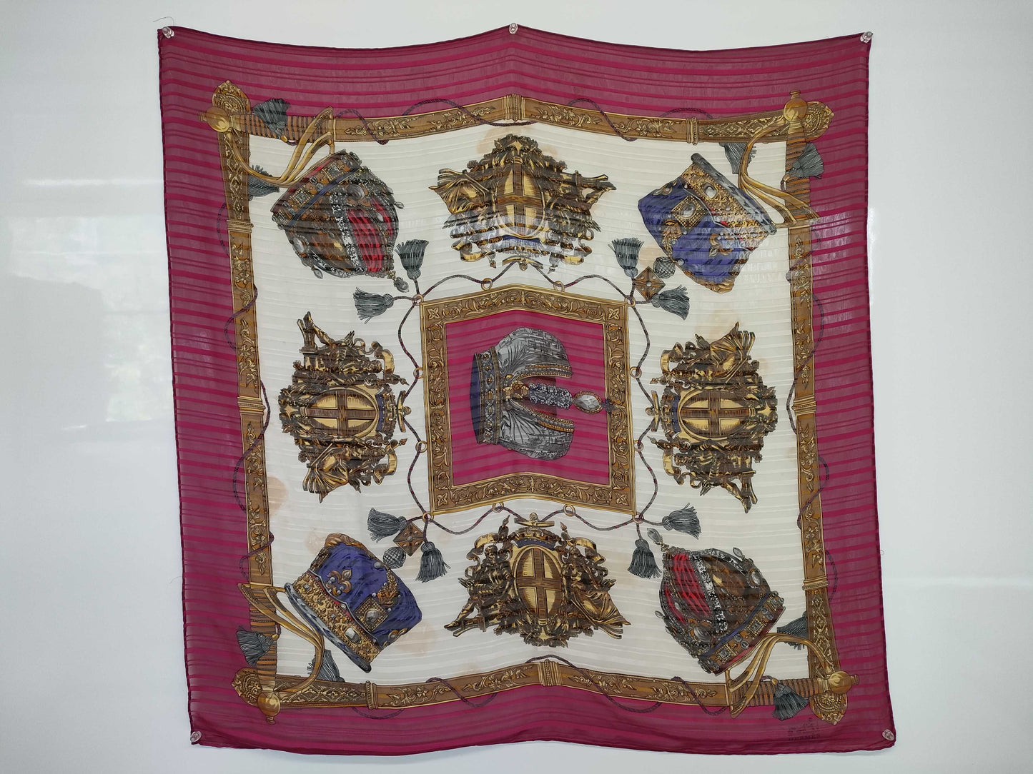 HERMES Carré 90 Vintage Saddlery Crown Scarf