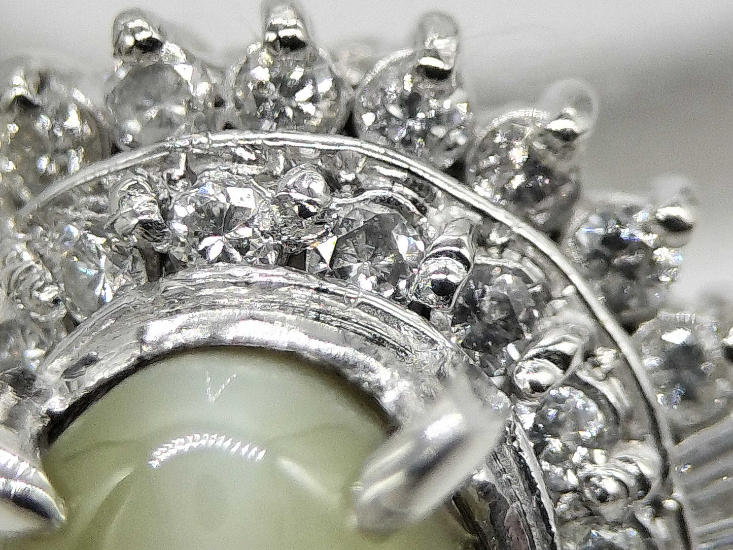 Chrysoberyl Cat's Eye 3.22ct D0.52ct Pt900 7.4g Ring