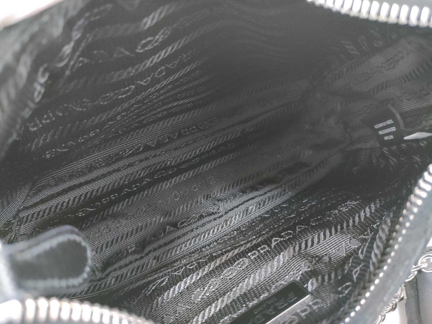 PRADA Nylon Re-Edition 2005 Re-Nylon Chain Shoulder Bag, Black, 1BH204
