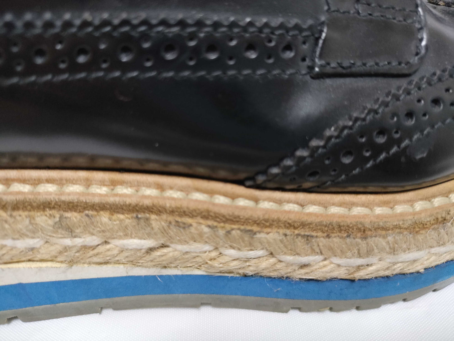 PRADA Espadrilles Platform Brogue Shoes Black Other Shoes