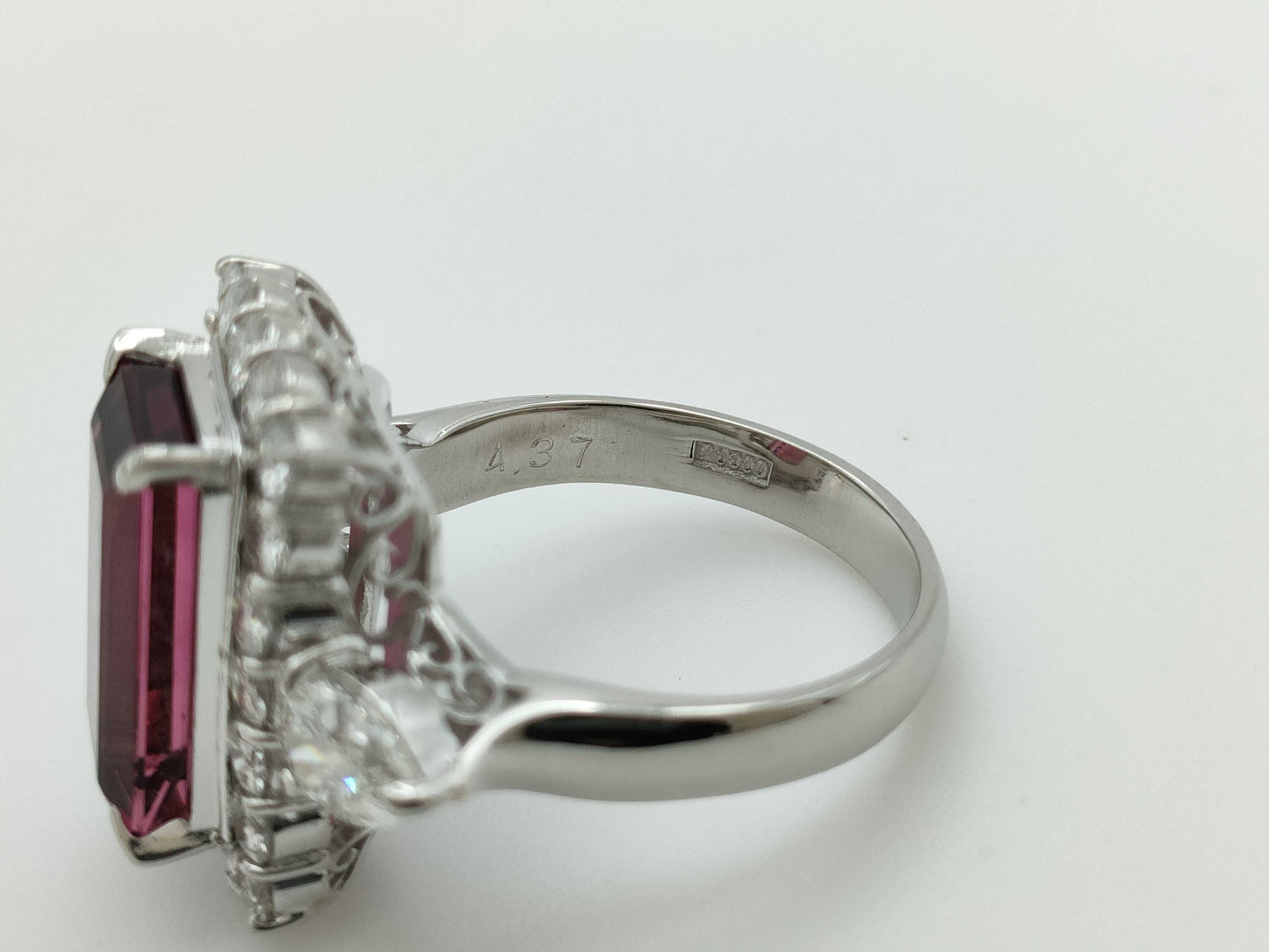 Rubellite 4.37ct D0.91ct/1.13ct PT900 10.3g Ring