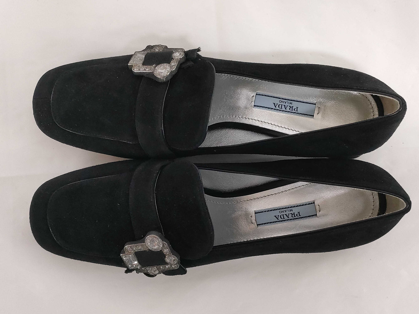 PRADA Suede Beaded Black Mules