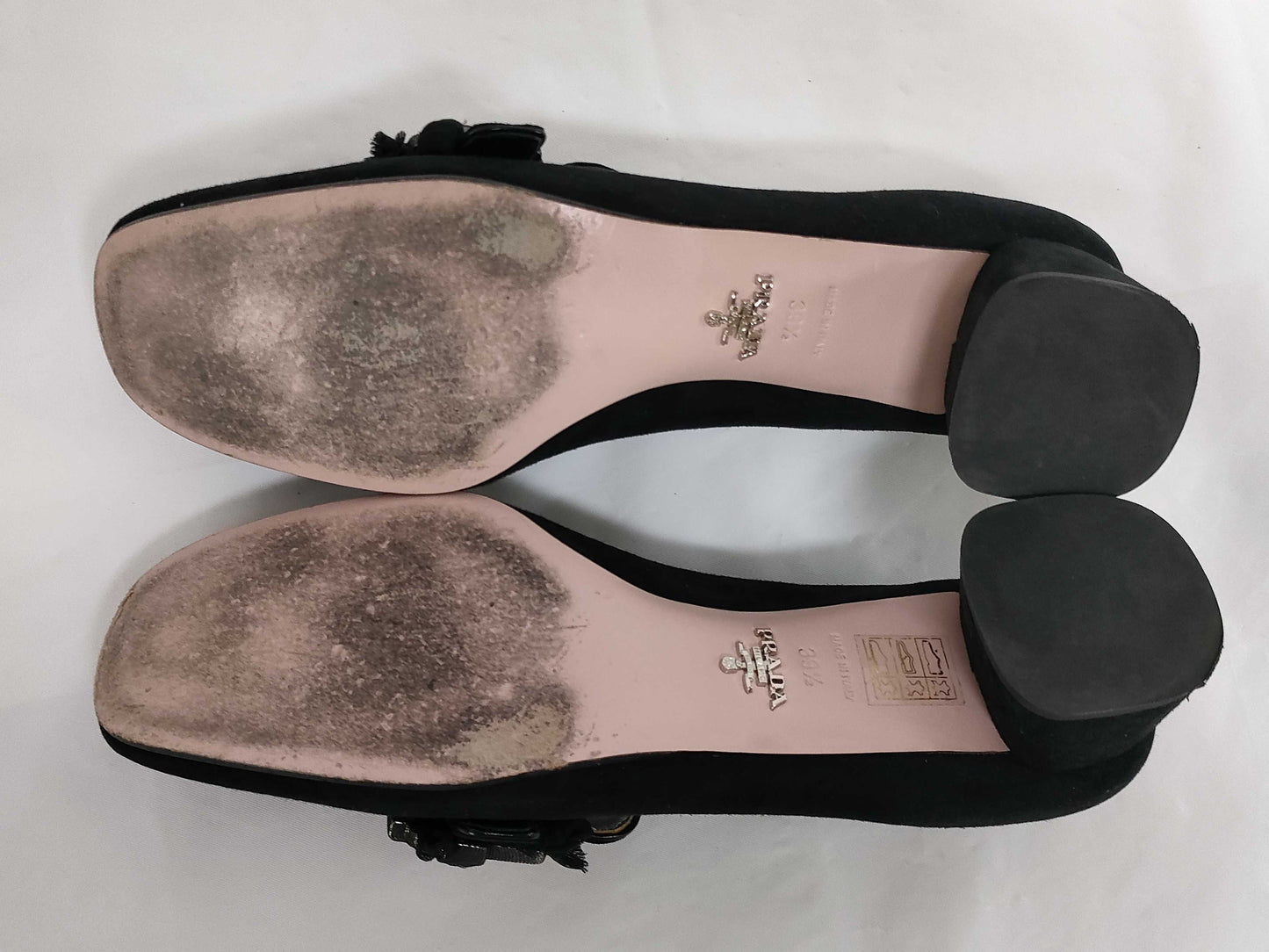 PRADA Suede Beaded Black Mules