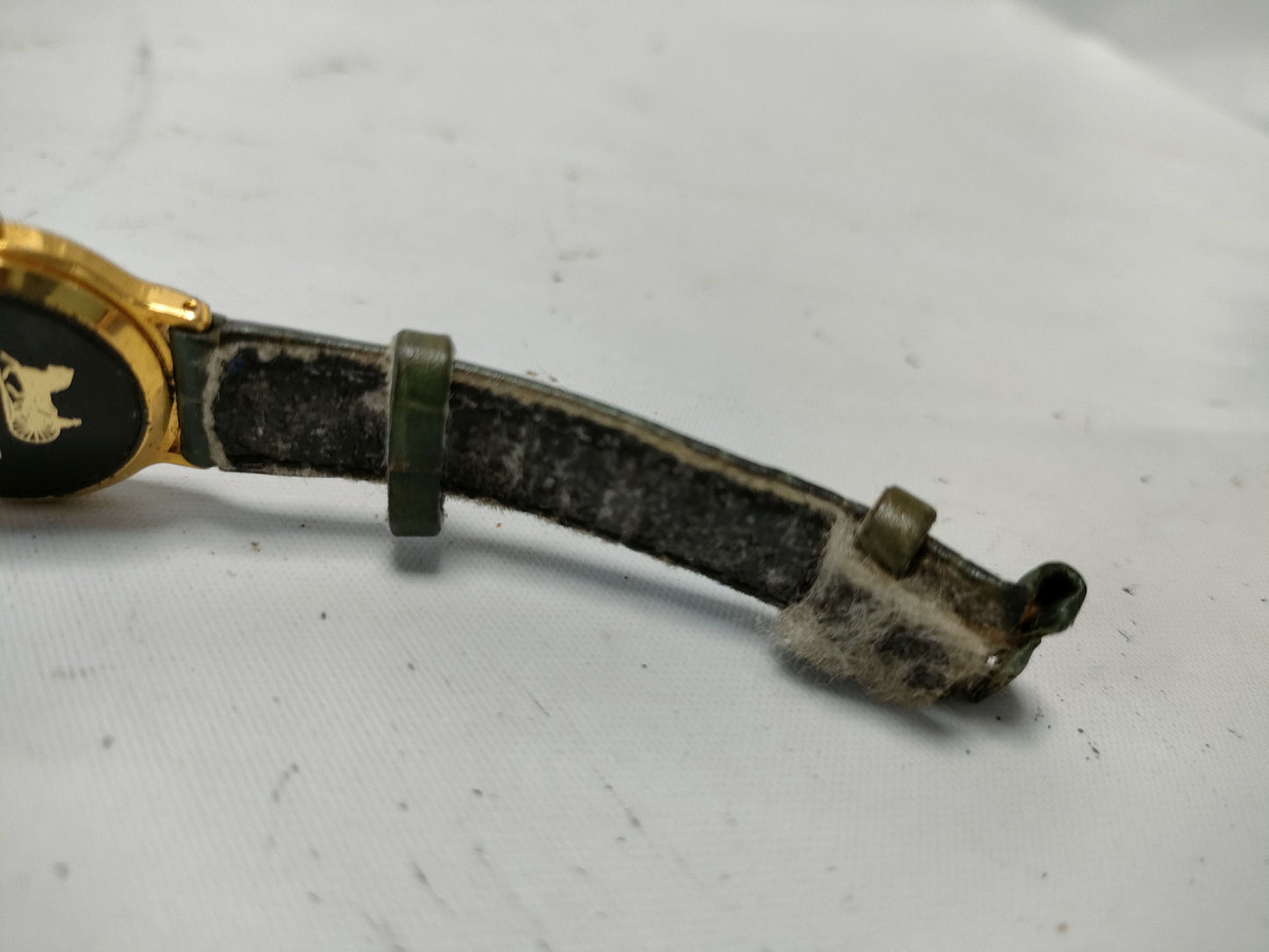 CELINE Horse and Carriage Logo Watch, Vintage Crocodile Embossed, Unmoving, Women's Watch