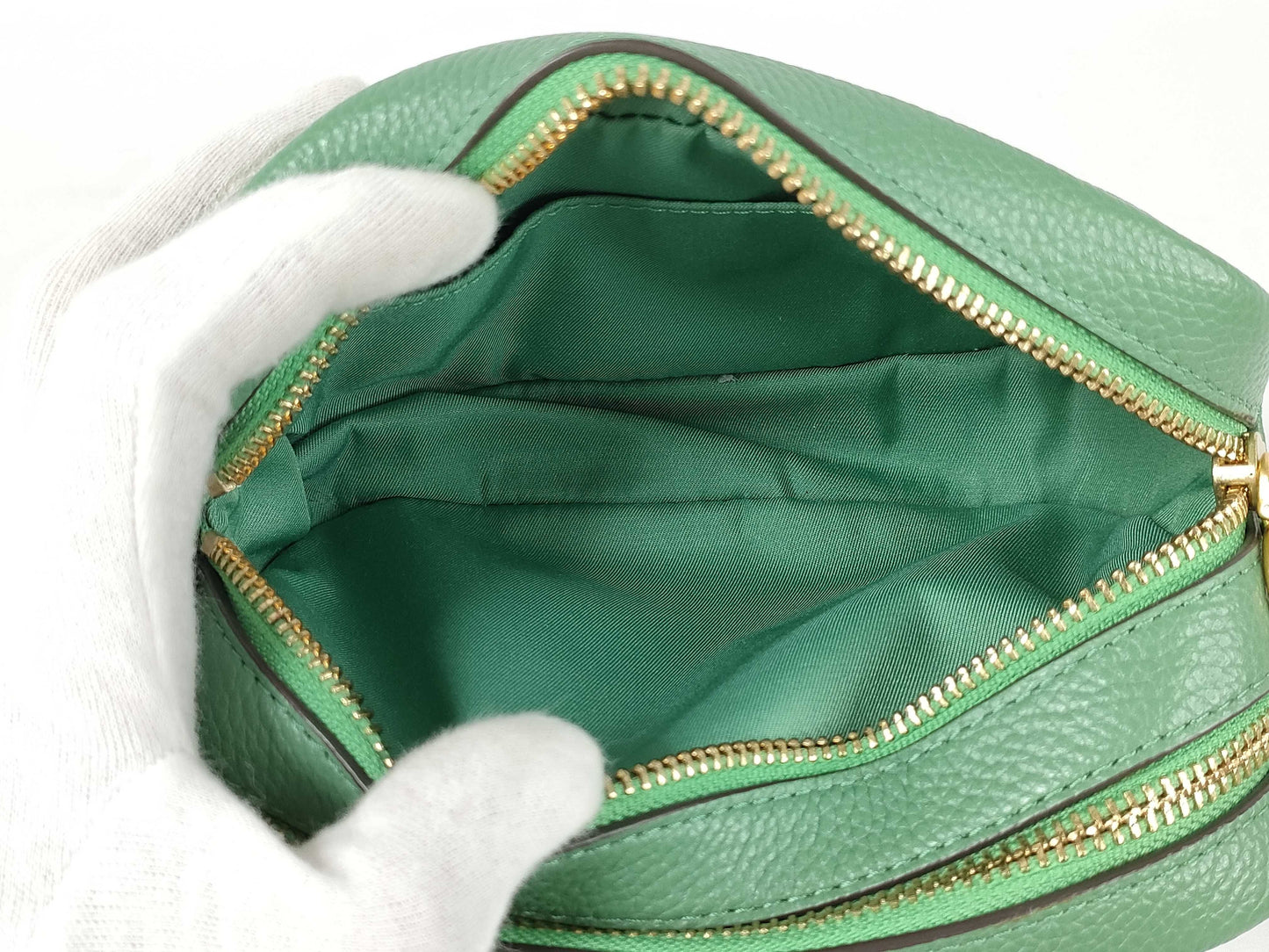 Tory Burch Leather Logo Shoulder Bag Green