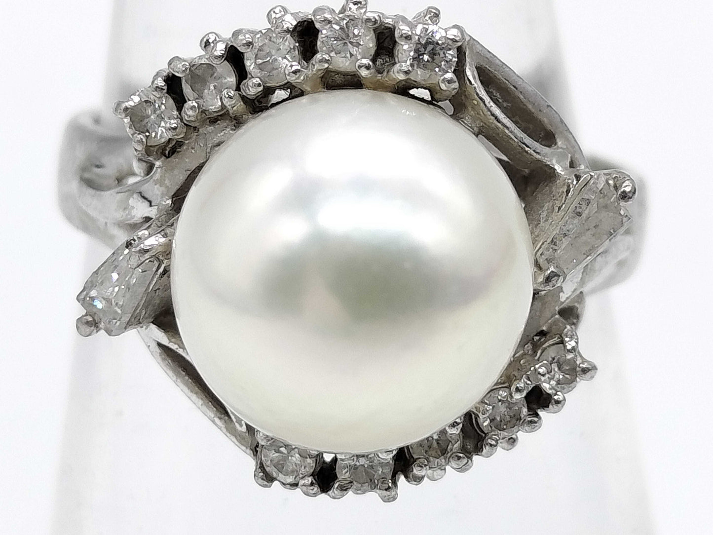 Pearl, diameter approx. 9.2mm, D 0.22ct, Pm900, 6.6g, Ring