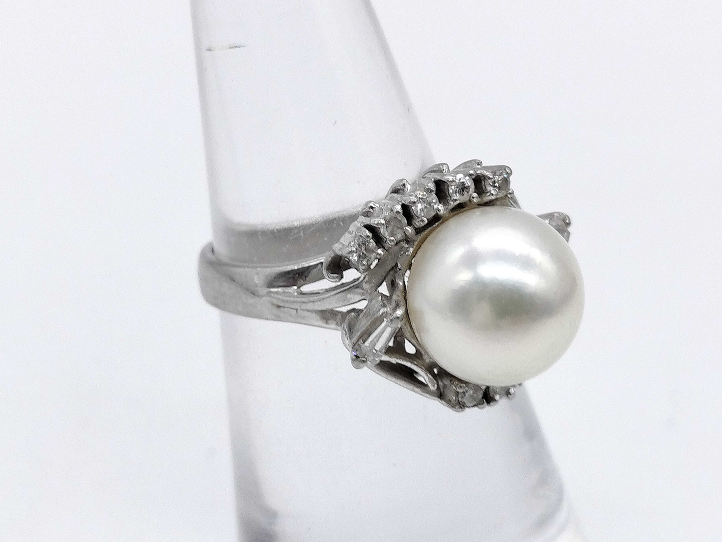 Pearl, diameter approx. 9.2mm, D 0.22ct, Pm900, 6.6g, Ring