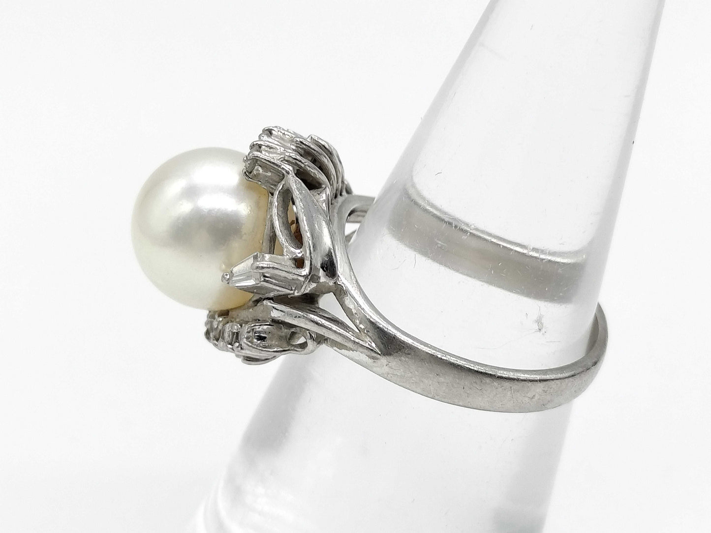 Pearl, diameter approx. 9.2mm, D 0.22ct, Pm900, 6.6g, Ring