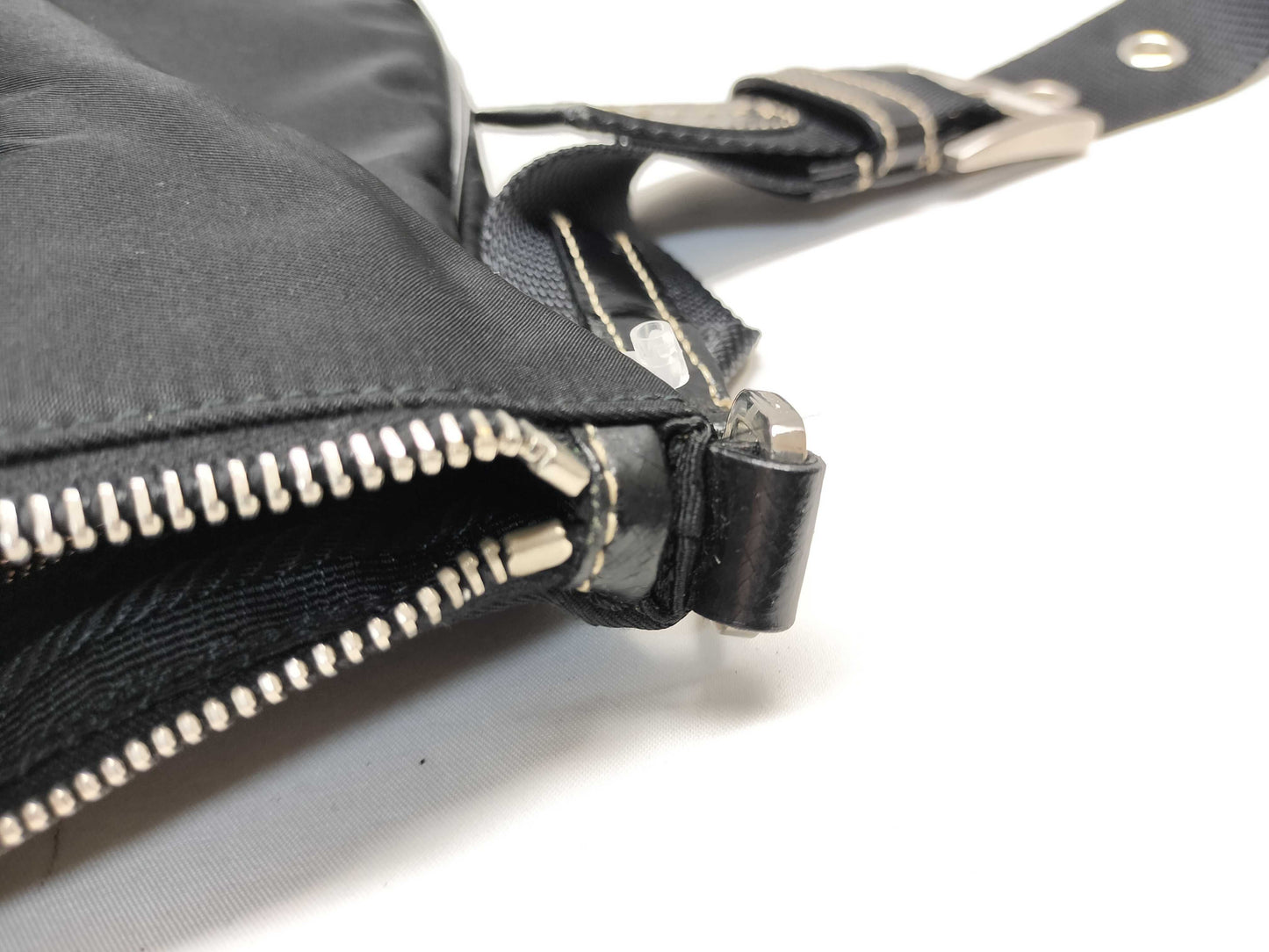 PRADA nylon and leather shoulder bag