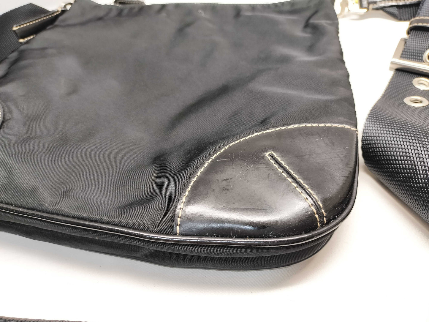 PRADA nylon and leather shoulder bag