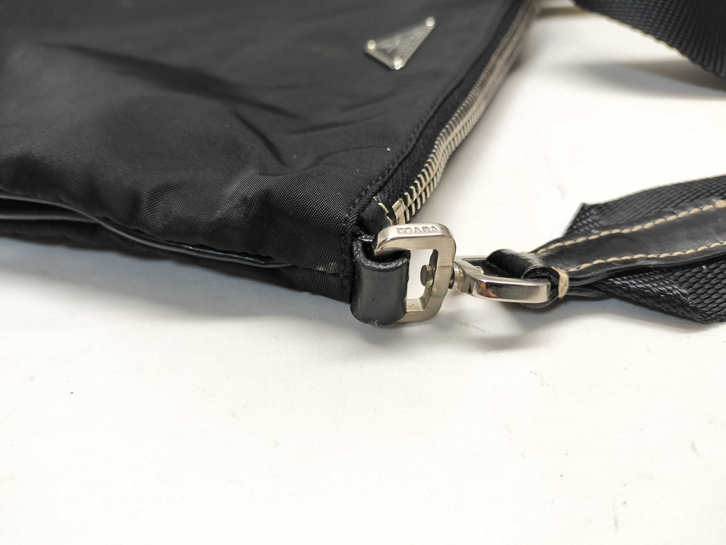 PRADA nylon and leather shoulder bag