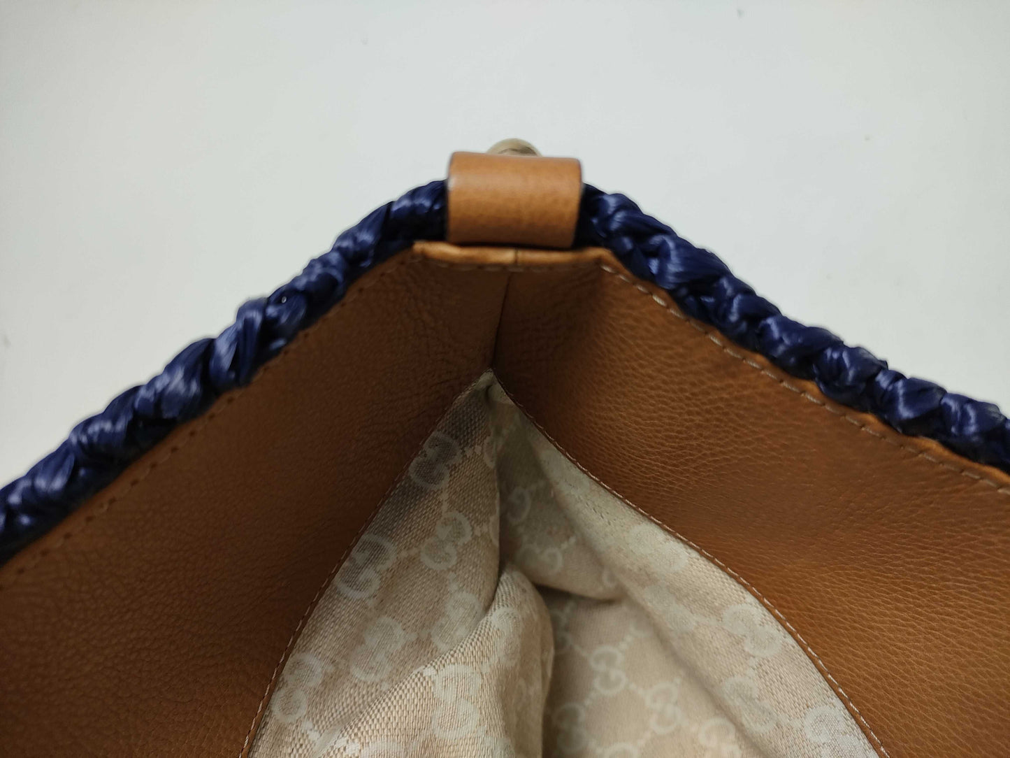 GUCCI Jackie Straw Tote Bag