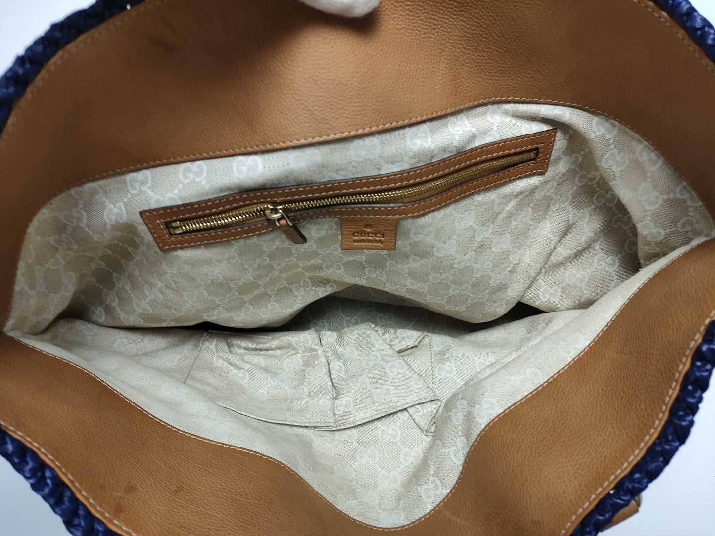 GUCCI Jackie Straw Tote Bag
