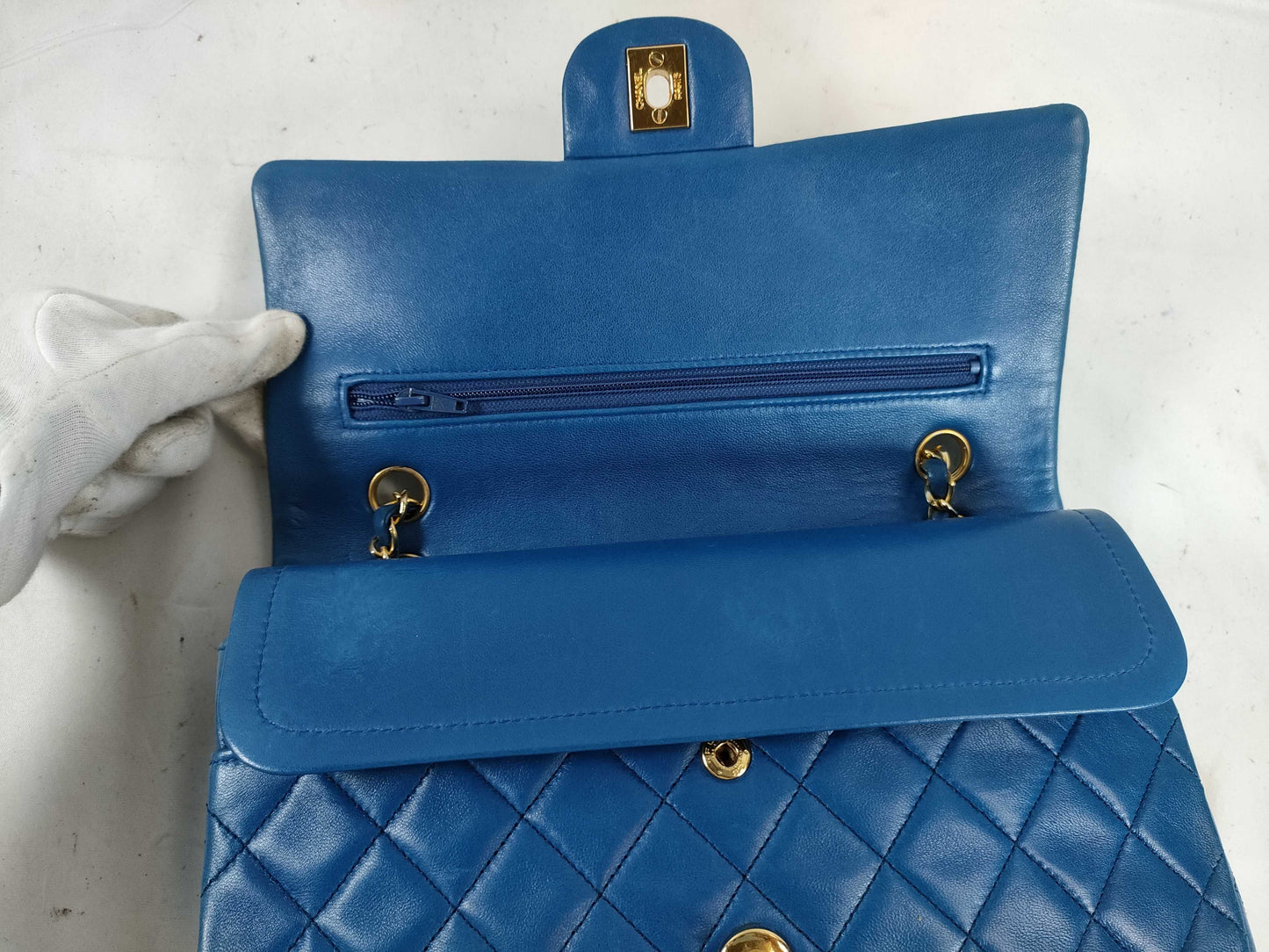 CHANEL Lambskin Double Flap Matelasse Shoulder Bag