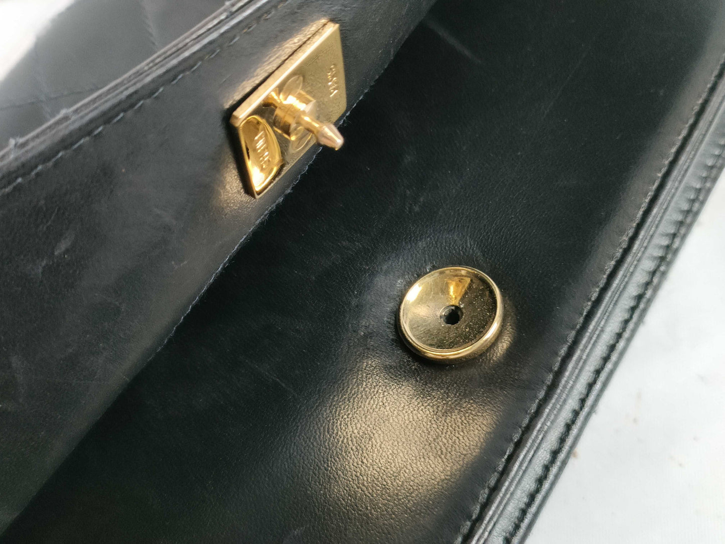 CHANEL Lambskin Push Lock Shoulder Bag