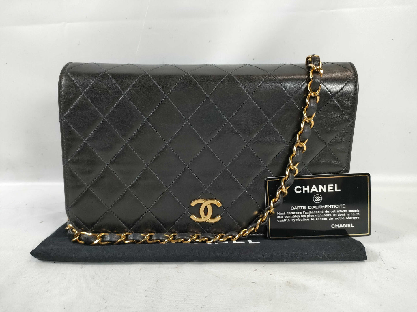 CHANEL Lambskin Push Lock Shoulder Bag