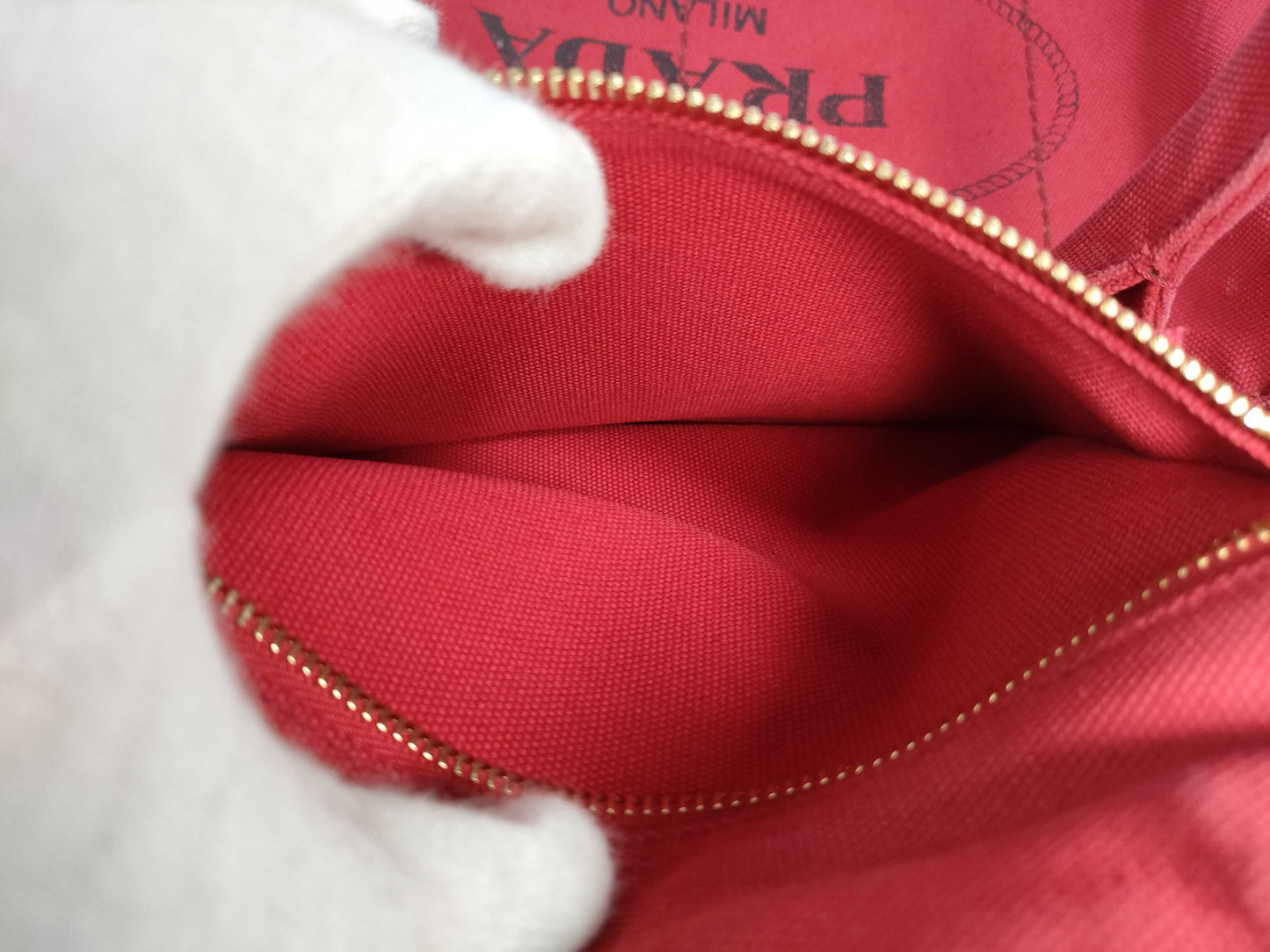 PRADA Canvas/Red/Strapless Tote Bag