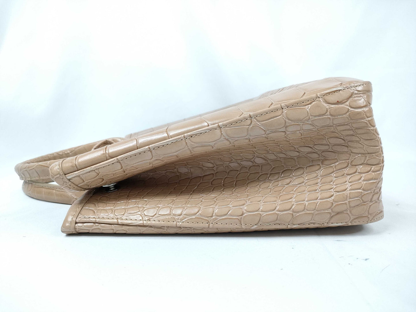 LONG CHAMP Embossed Hand Beige Handbag