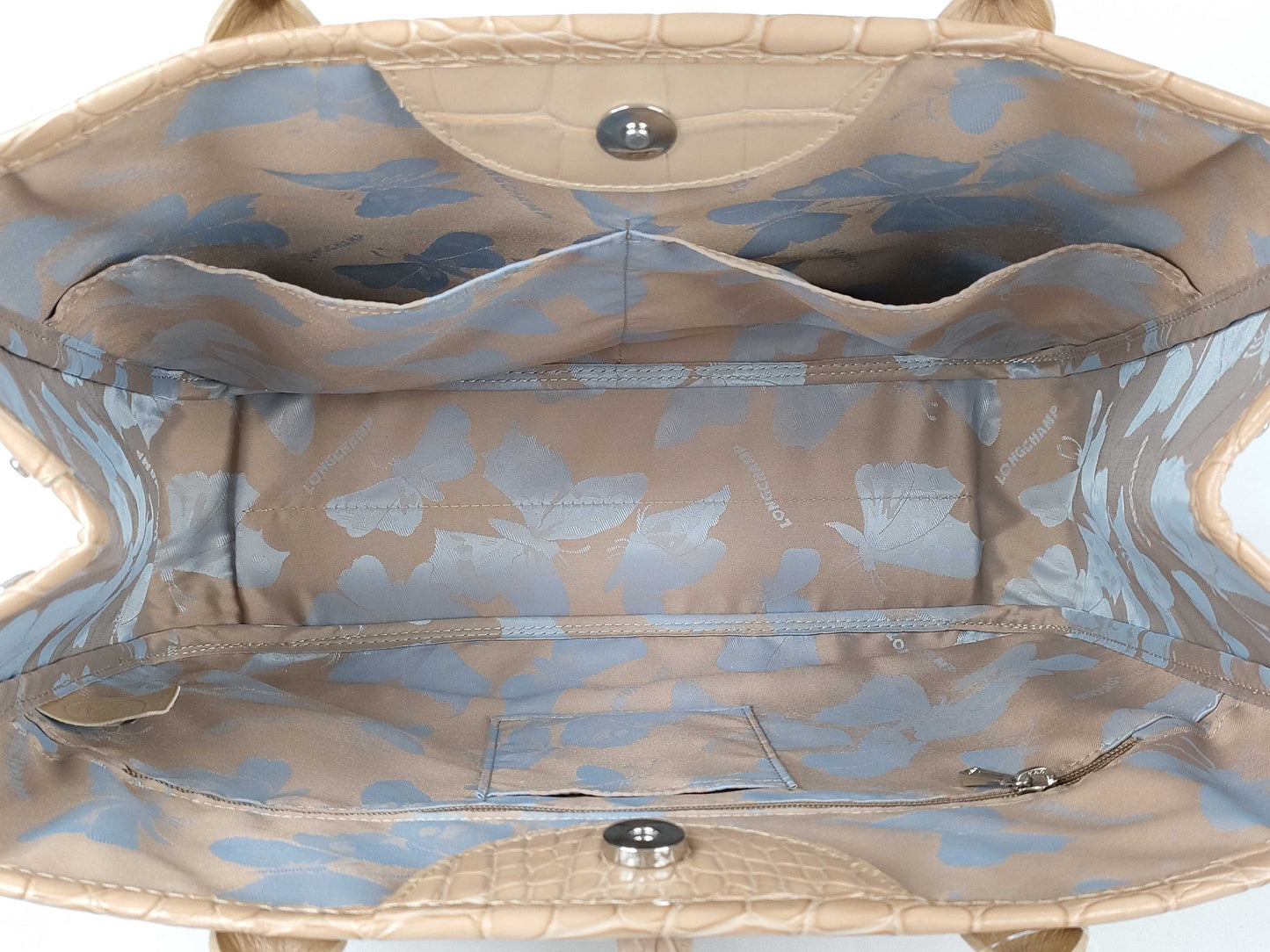 LONG CHAMP Embossed Hand Beige Handbag