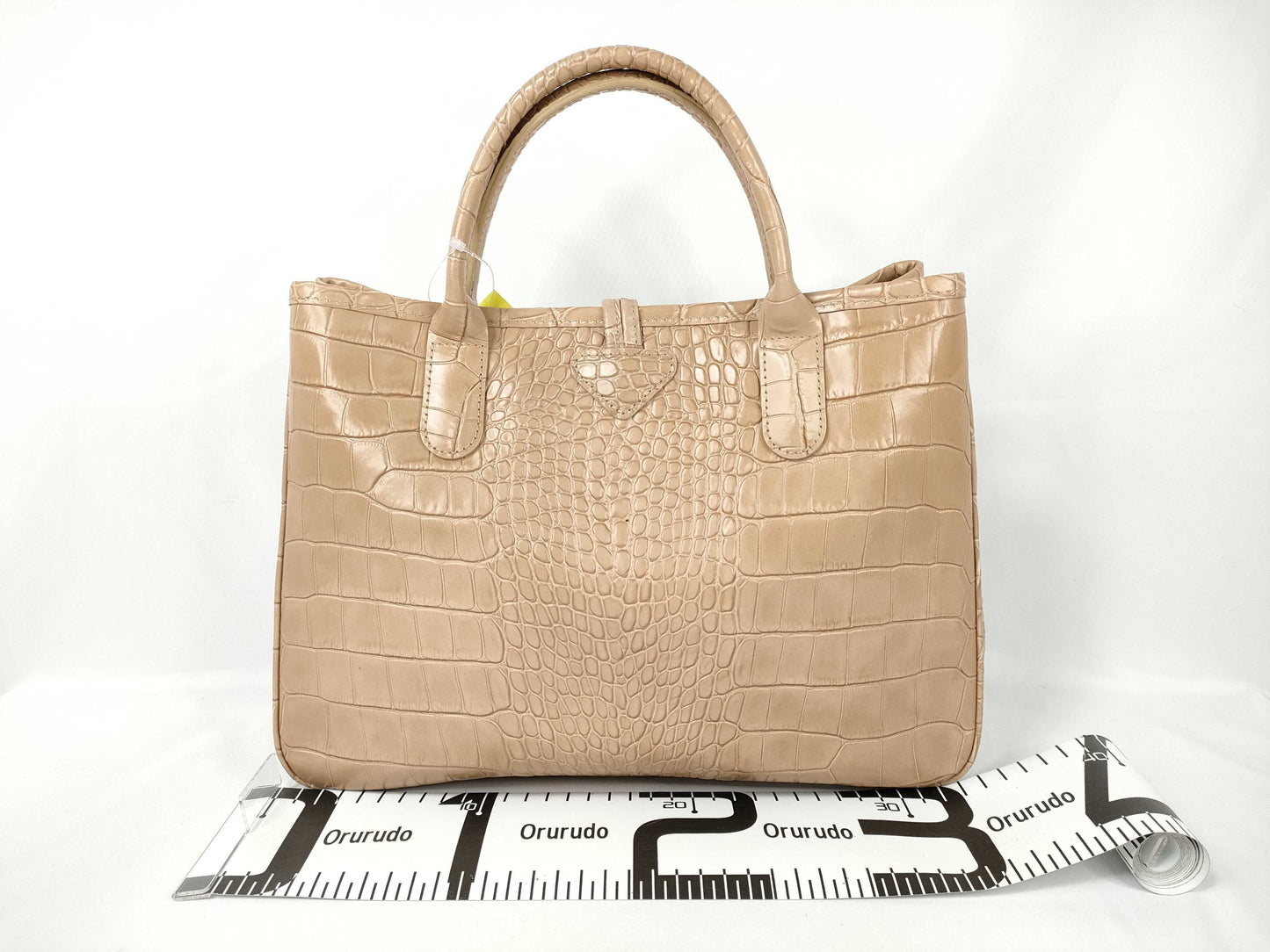 LONG CHAMP Embossed Hand Beige Handbag