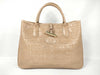 LONG CHAMP Embossed Hand Beige Handbag
