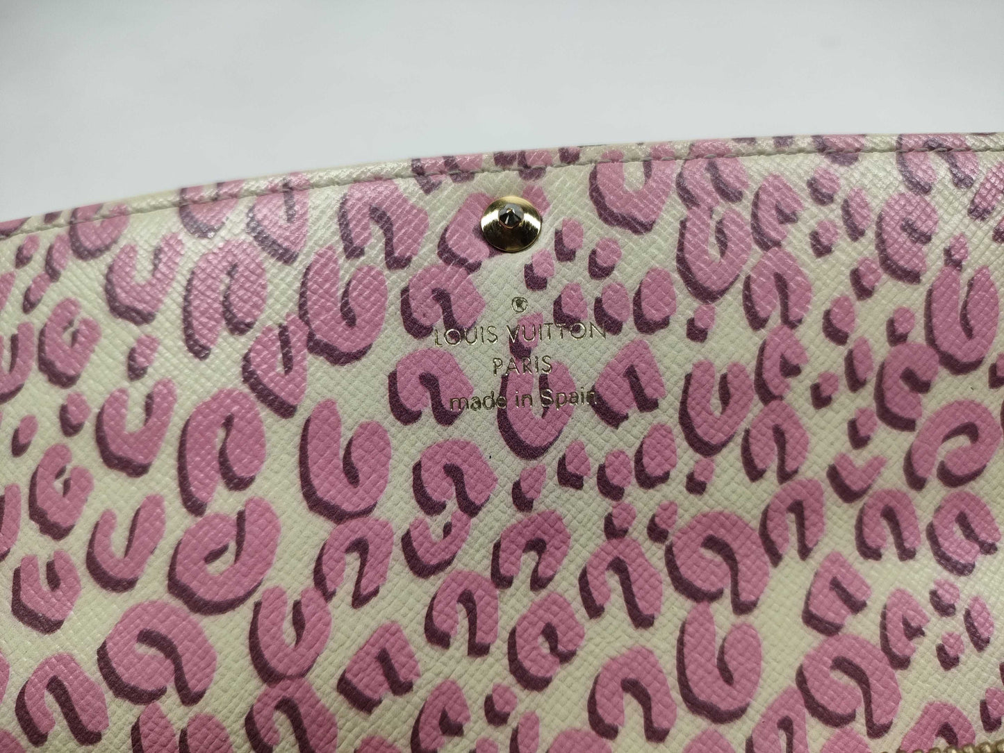 LOUIS VUITTON M60106 Monogram Portefeuille Sarah Leopard Print Pink Wallet/Initialized Wallet