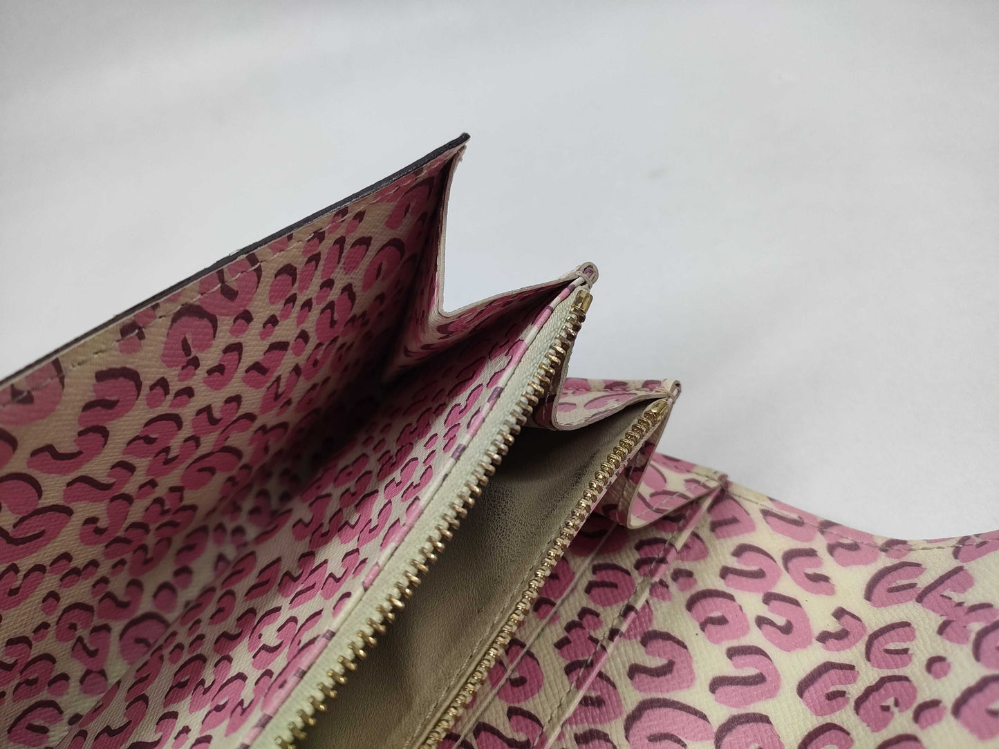 LOUIS VUITTON M60106 Monogram Portefeuille Sarah Leopard Print Pink Wallet/Initialized Wallet