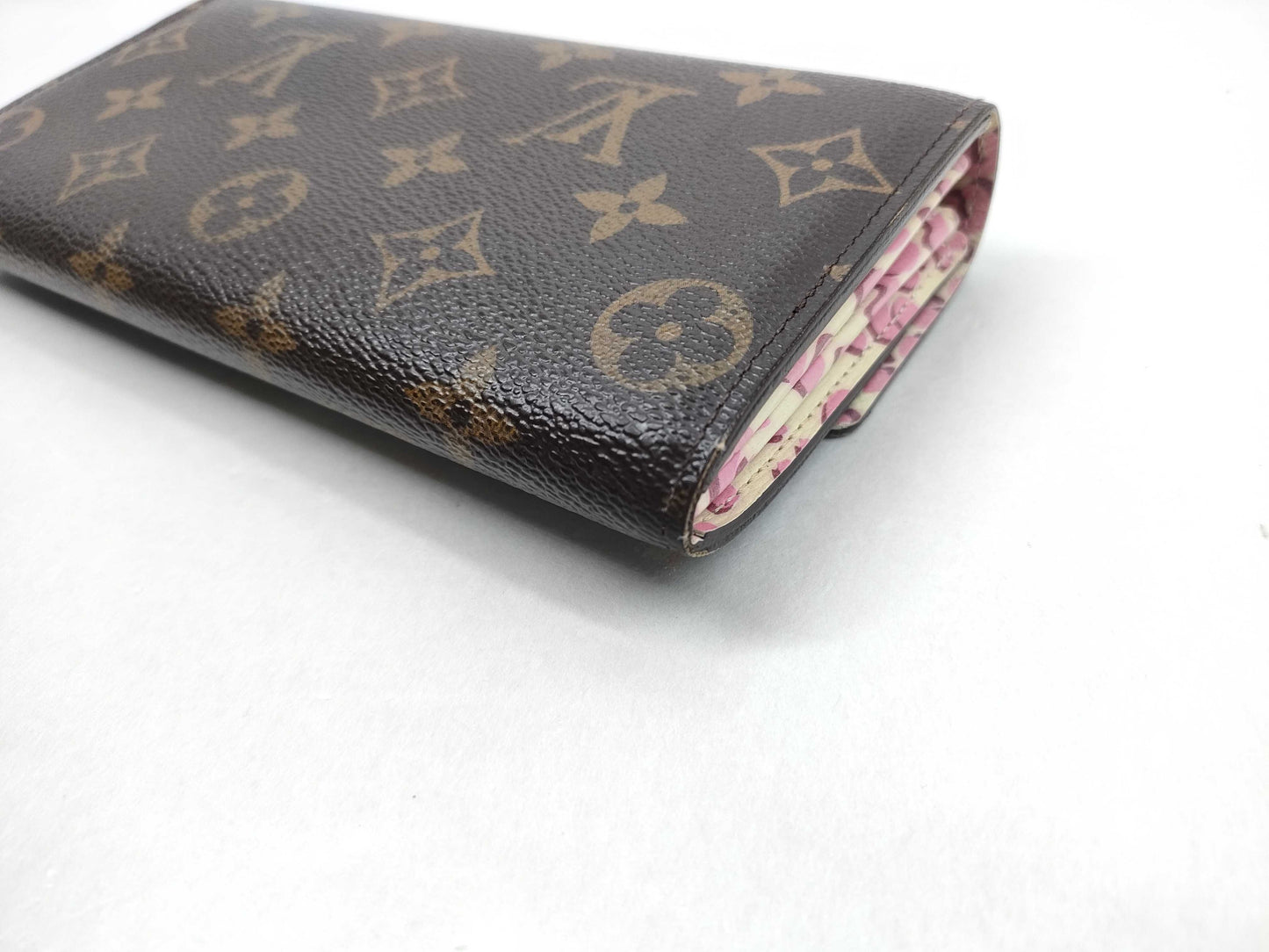 LOUIS VUITTON M60106 Monogram Portefeuille Sarah Leopard Print Pink Wallet/Initialized Wallet