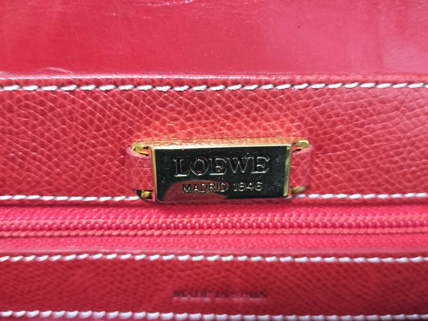 LOEWE Anagram Leather Shoulder Bag in Red