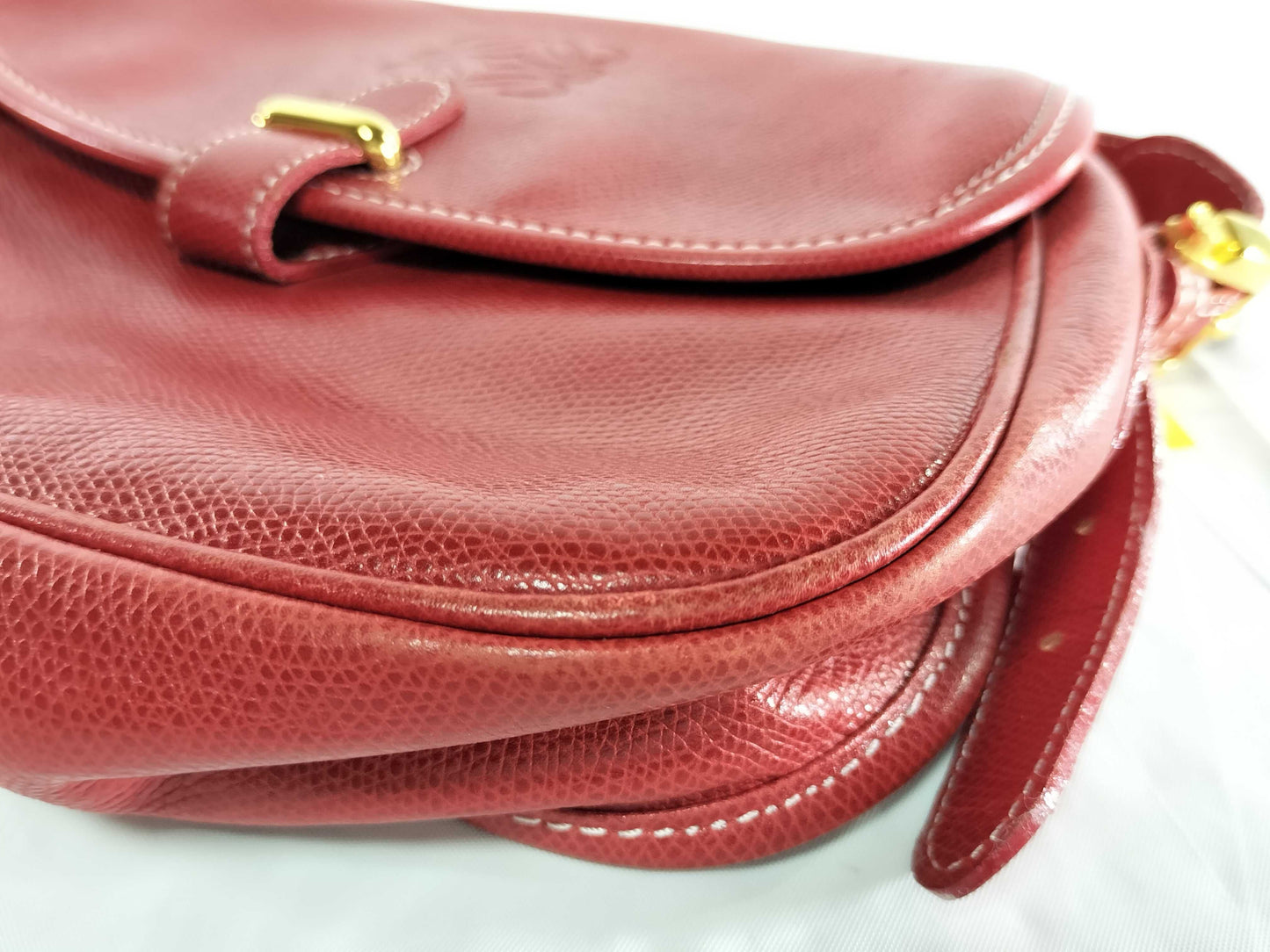 LOEWE Anagram Leather Shoulder Bag in Red