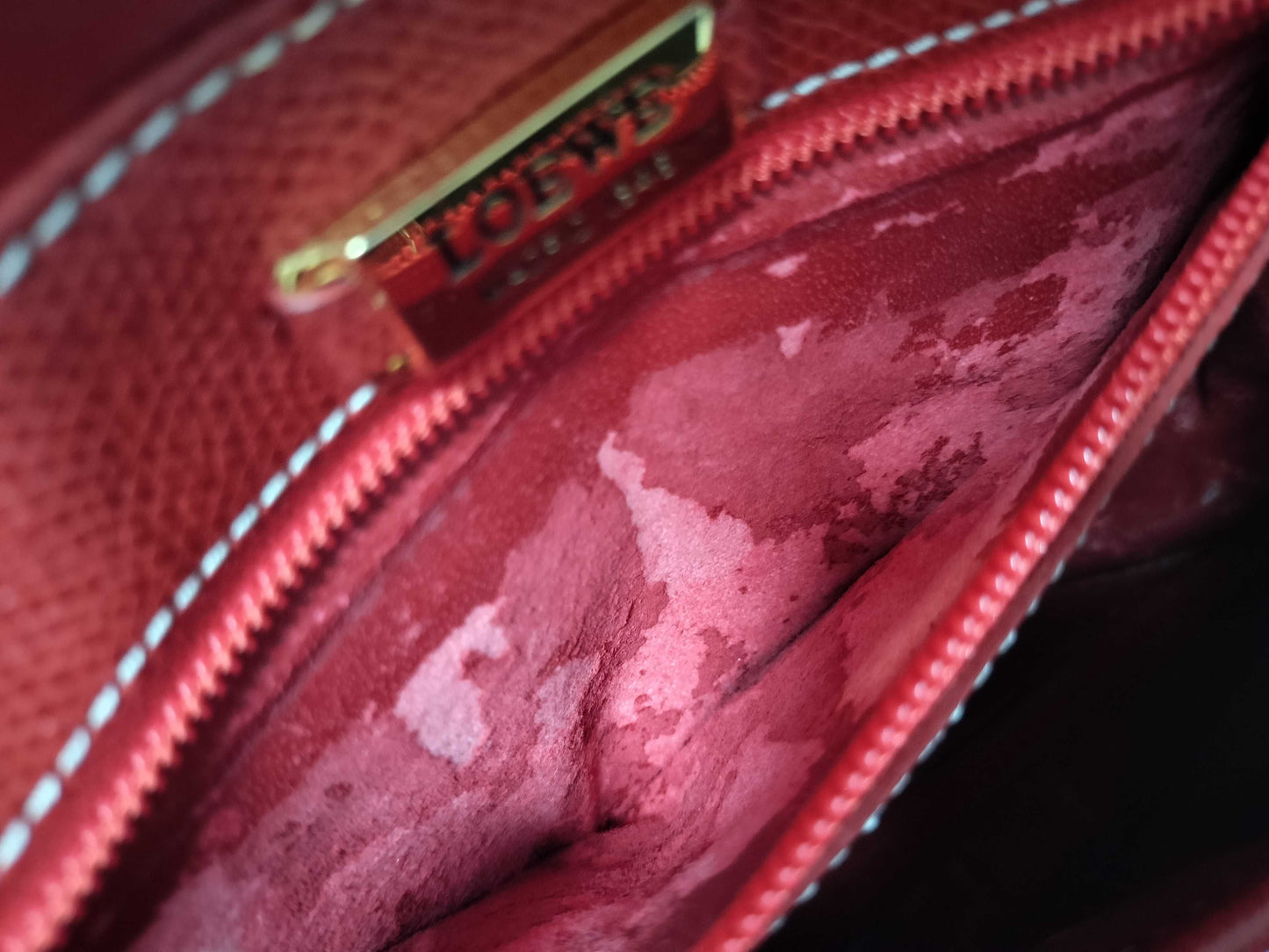 LOEWE Anagram Leather Shoulder Bag in Red