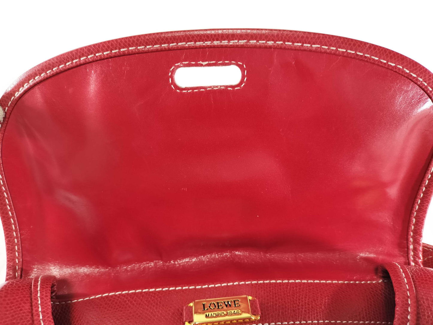 LOEWE Anagram Leather Shoulder Bag in Red