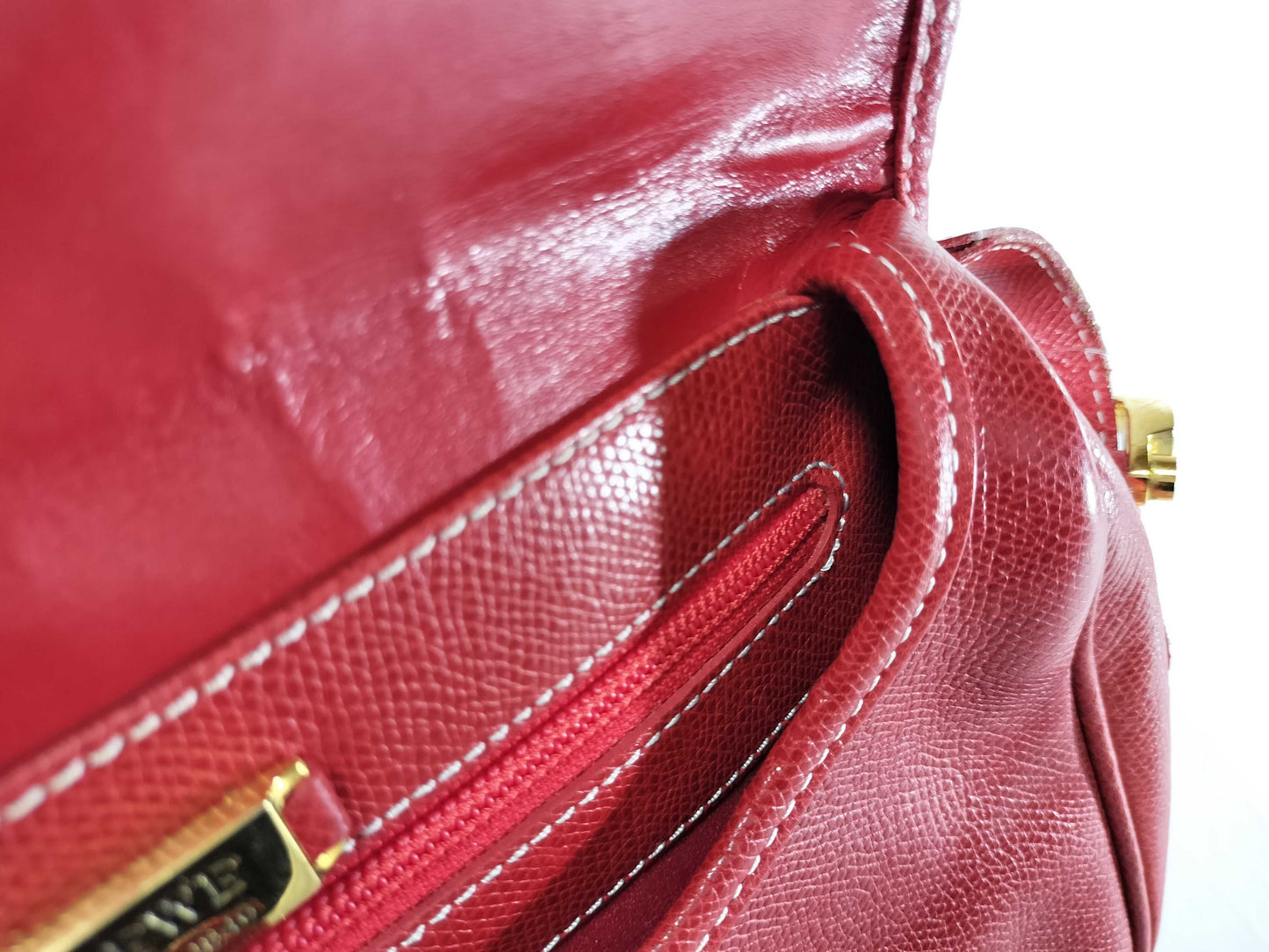 LOEWE Anagram Leather Shoulder Bag in Red