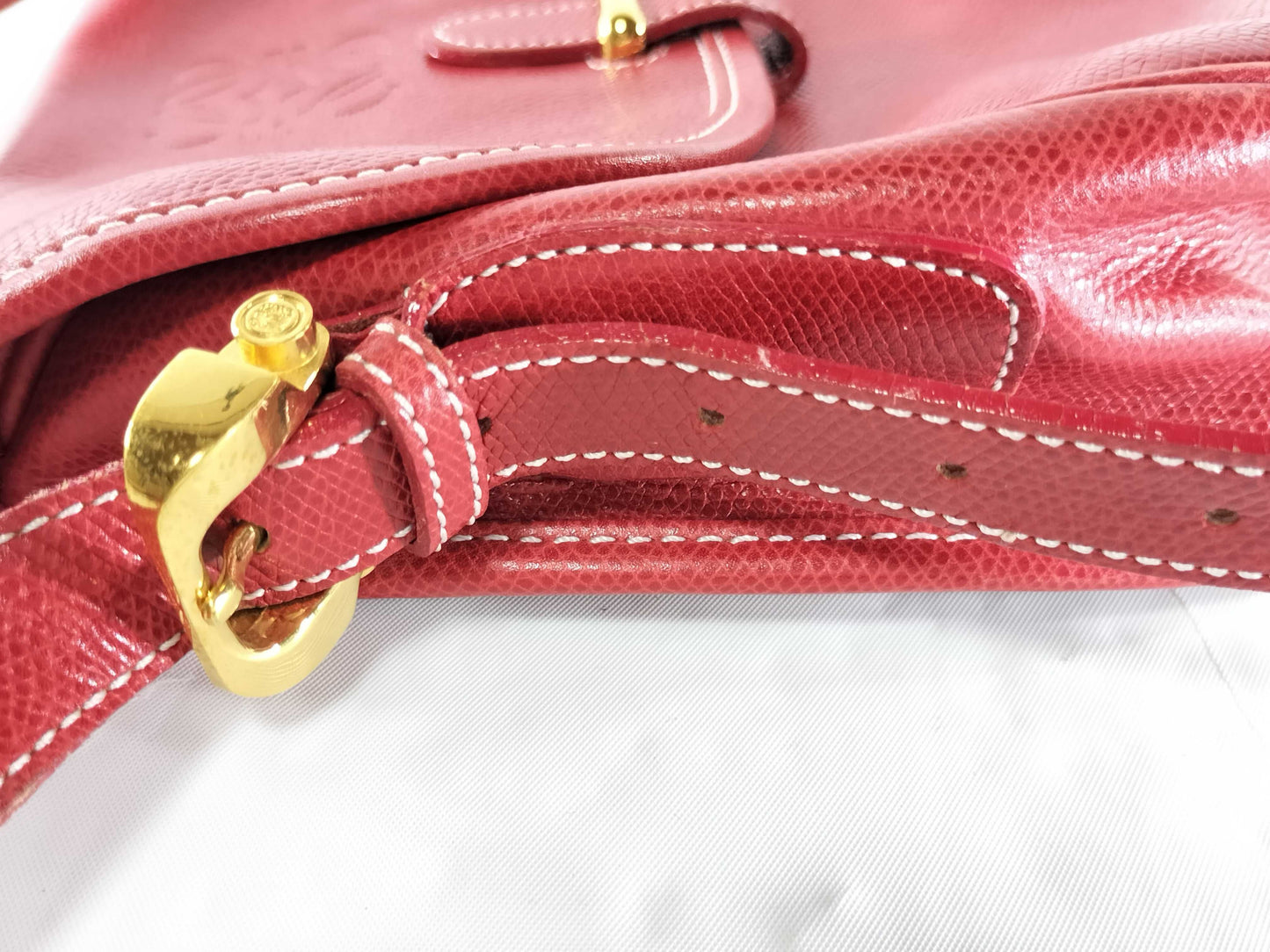 LOEWE Anagram Leather Shoulder Bag in Red