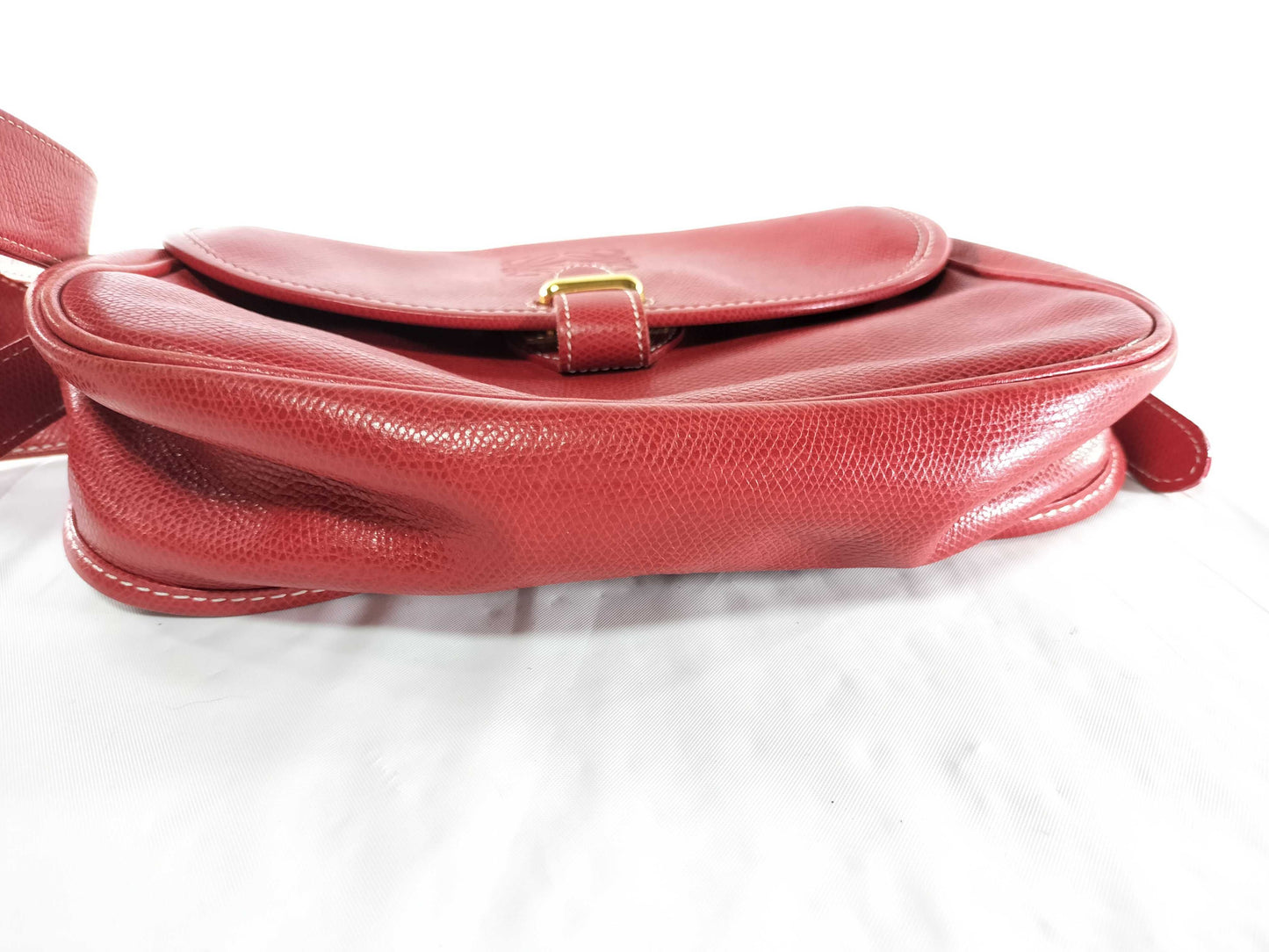 LOEWE Anagram Leather Shoulder Bag in Red